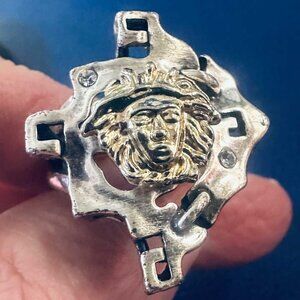 Vintage Unisex Artisan Aztec Sun God Silver Ring–Tonatiuh Motif – Statement Ring